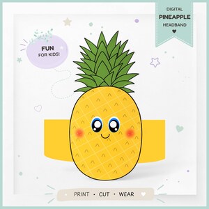 Pineapple paper crown,Fruit paper hat for kids, instant download paper crown Fruits, Digital party headband, printable party mask, PDF hat