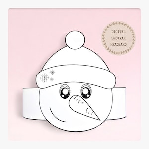 Snowman paper coloring crown, Christmas paper hat for kids, instant download winter paper crown, Digital party headband, printable mask