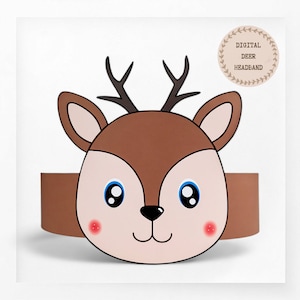 Deer paper crown, Animal paper hat for kids, instant download paper crown Animals, Digital party headband, printable party mask, DIY PDF hat