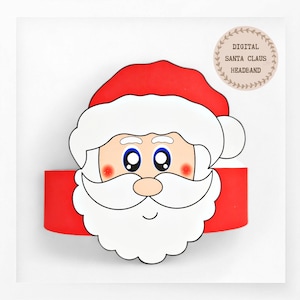 Santa Claus paper crown, Christmas paper hat for kids, instant download paper crown Santa, Digital party headband, printable party mask