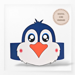 Corona di carta per uccelli, cappello di carta per animali per bambini, corona di carta per download immediato Animali, fascia per feste digitale, maschera per feste stampabile, cappello PDF fai da te