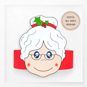 Mrs Santa paper crown, Christmas paper hat for kids, instant download paper crown winter, Digital party headband, printable party mask