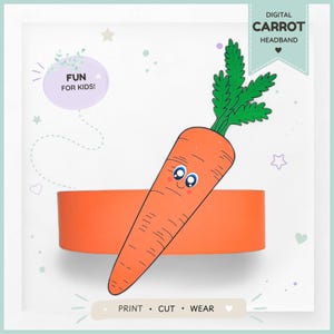 Carrot paper crown,Vegetable paper hat for kids,instant download paper crown Vegetables,Digital party headband,printable party mask,PDF hat
