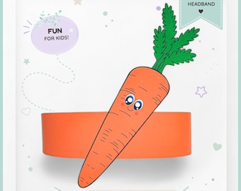 Carrot paper crown,Vegetable paper hat for kids,instant download paper crown Vegetables,Digital party headband,printable party mask,PDF hat