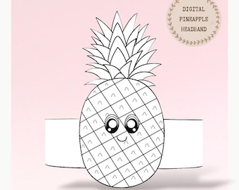 Pineapple paper coloring crown,Fruit hat for kids, instant download crown Fruits, Digital party headband, printable party mask, PDF hat