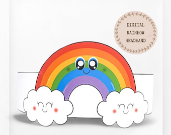 Rainbow paper crown,Weather paper hat for kids,instant download paper crown Astronomy,Digital party headband,printable party mask,Spring hat