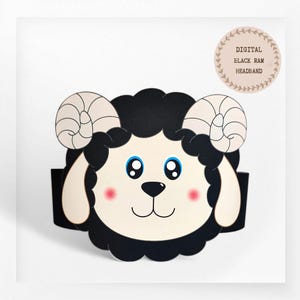 Black Ram paper crown,Animal paper hat for kids,instant download paper crown Animals,Digital party headband,printable party mask,PDF hat