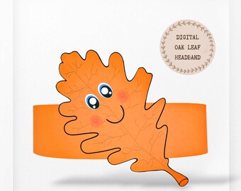 Oak leaf paper crown,Autumn leaf paper hat for kids,instant download paper crown Leaves,Digital party headband,printable party mask, PDF hat
