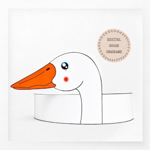 Corona di carta d'oca, cappello di carta animale per bambini, download istantaneo corona di carta Uccello, fascia per feste digitale, maschera da festa stampabile, cappello PDF