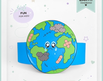 Destroyed Earth paper crown,Earth Day paper hat for kids,instant download paper crown planet,Digital party headband,printable party mask