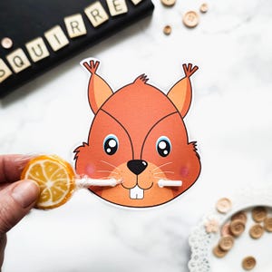 Squirrel Lollipop,instant download lollipop holder,Digital party sucker holder,printable party lolly, Animal  lollypop favor, PDF file