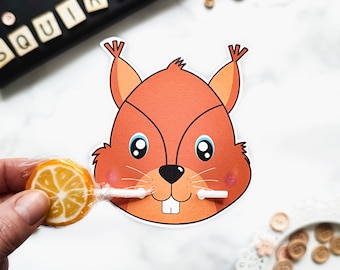 Squirrel Lollipop,instant download lollipop holder,Digital party sucker holder,printable party lolly, Animal  lollypop favor, PDF file