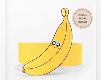 Banaan papieren kroon, Fruit papieren hoed voor kinderen, instant download papieren kroon Fruit, Digitale feesthoofdband, afdrukbaar feestmasker, PDF-hoed