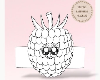 Raspberry paper coloring crown,Fruit hat for kids, instant download crown Fruits, Digital party headband, printable party mask, PDF file