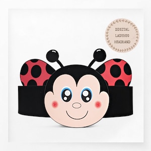 Corona di carta coccinella, cappello di carta animale per bambini, download istantaneo corona di carta Bugs, fascia per feste digitale, maschera da festa stampabile, cappello PDF