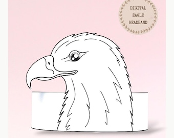 Eagle paper coloring crown, Animal hat for kids, instant download crown Animals, Digital party headband, printable party mask, bird hat