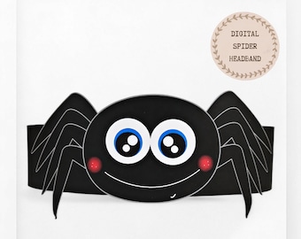 Spider paper crown, Animal paper hat for kids, instant download paper crown Animals, Digital party headband, printable party mask, PDF hat
