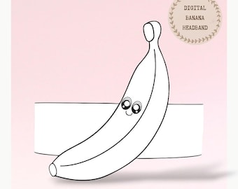Banana paper coloring crown,Fruit hat for kids, instant download crown Fruits, Digital party headband, printable party mask, PDF hat