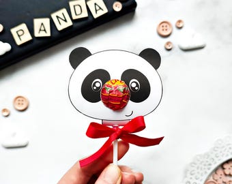 Panda Lollipop, instant download lollipop holder,PDF file, Digital party sucker holder, printable party lolly, animal lollypop