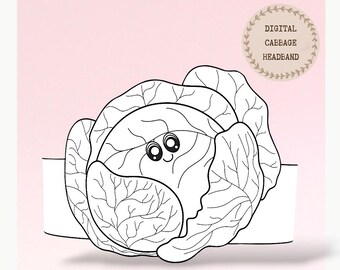 Cabbage paper coloring crown,Vegetablehat for kids,instant download crown Vegetables,Digital party headband,printable party mask,PDF hat