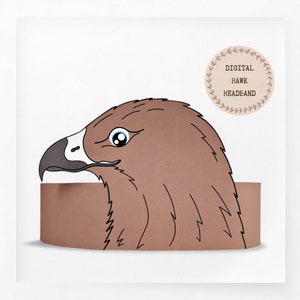 Couronne en papier faucon, chapeau en papier oiseau pour enfants, couronne en papier à téléchargement immédiat Animaux, bandeau de fête numérique, masque de fête imprimable, chapeau PDF