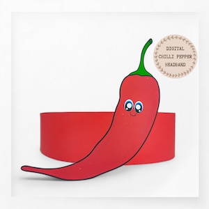 Chilli Pepper paper crown,Vegetable paper hat for kids,instant download paper crown Vegetables,Digital party headband,printable party mask