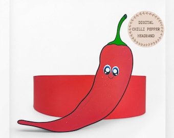 Chilli Pepper paper crown,Vegetable paper hat for kids,instant download paper crown Vegetables,Digital party headband,printable party mask