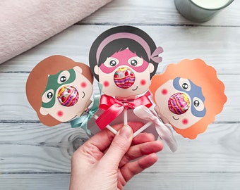 Super Mom Lollipop, instant download lollipop holder,PDF file, Digital party sucker holder, printable party lolly,  Mother's Day party lolly