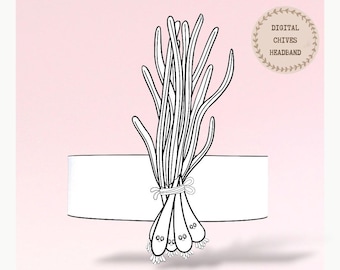 Chives paper coloring crown,Vegetable hat for kids,instant download crown Vegetables,Digital party headband,printable party mask,PDF hat