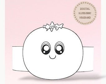 Blueberry paper coloring crown,Fruithat for kids, instant download crown Fruits, Digital party headband, printable party mask, PDF hat