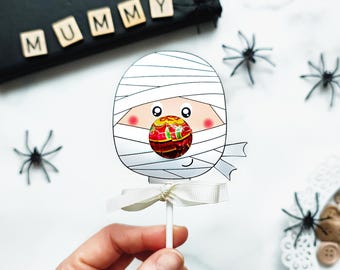Mummy Lollipop, instant download lollipop holder,PDF file, Digital party sucker holder, printable party lolly, Halloween party lollypop