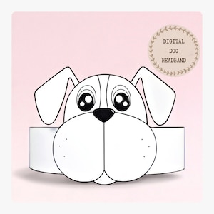 Corona da colorare in carta per cani, cappello di carta per animali per bambini, corona di carta per download immediato Animali, fascia per feste digitale, maschera per feste stampabile