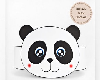 Panda paper crown, Animal paper hat for kids, instant download paper crown Animals, Digital party headband, printable party mask, PDF hat