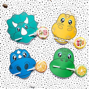 Dinosaur Lollipop, instant download lollipop holder, Digital party sucker holder, printable party lolly, Dino lollypop, PDF file