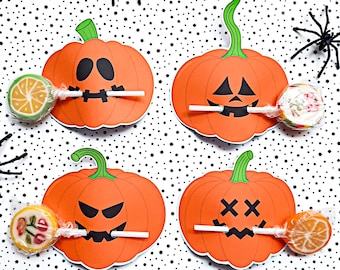 Jack-o'-lantern Lollipop,instant download lollipop holder,Digital party sucker holder,printable lolly,Halloween lollypop favor,PDF file
