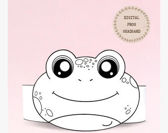 Frog paper coloring crown, Animal paper hat for kids, instant download paper crown Animals, Digital party headband, printable party mask