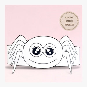 Spider paper coloring crown, Animal paper hat for kids, instant download paper crown Animals, Digital party headband, printable party mask