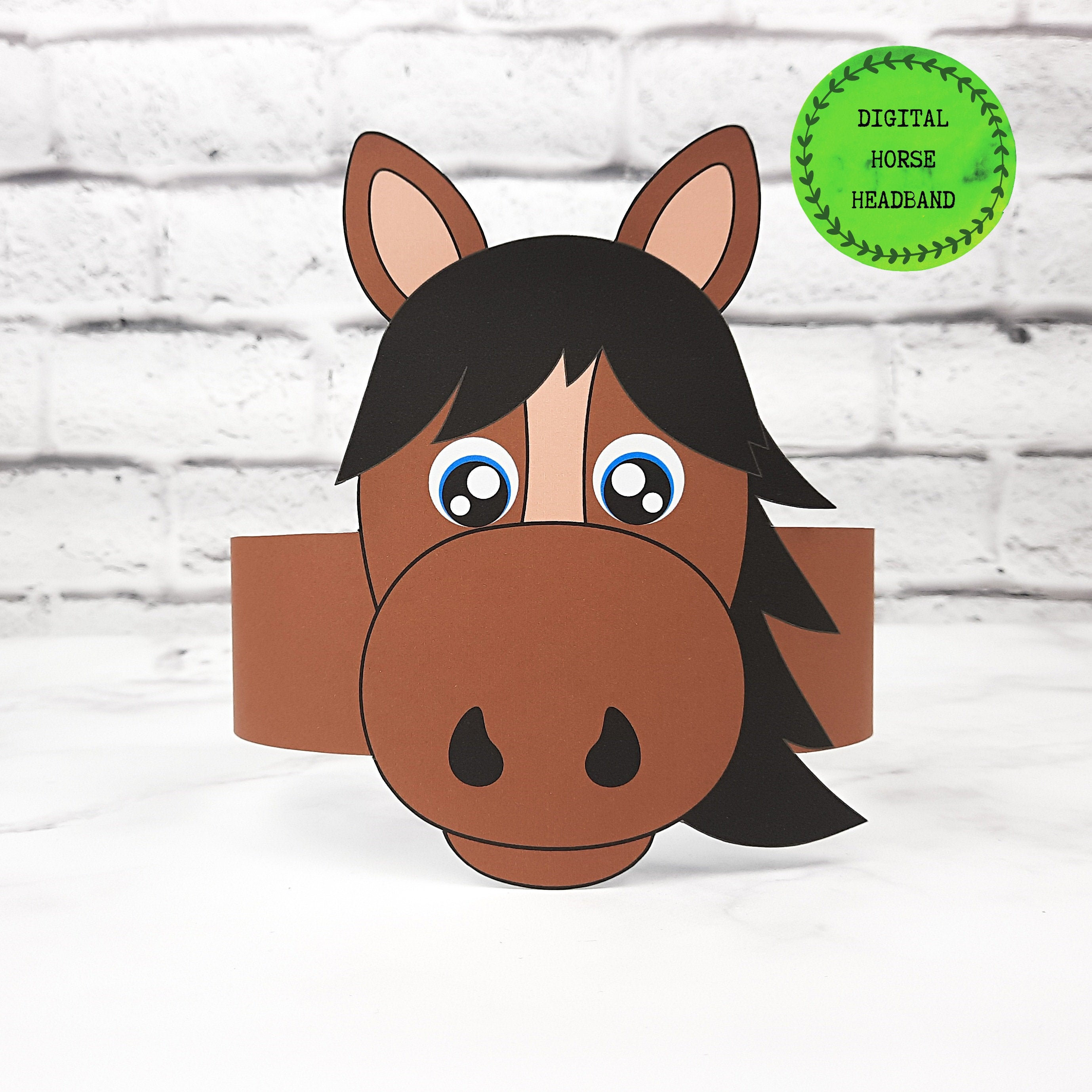 Horse paper crown Animal paper hat for kids instant download Etsy