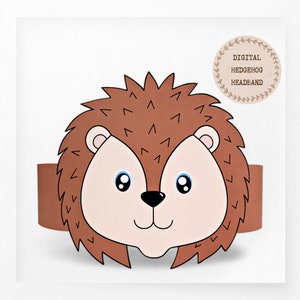 Corona di carta riccio, cappello di carta animale per bambini, download istantaneo corona di carta Animali, fascia per feste digitale, maschera da festa stampabile, cappello PDF