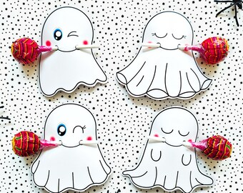 Ghost Lollipop, instant download lollipop holder, Digital party sucker holder, printable party lolly, Halloween lollypop favor, PDF file
