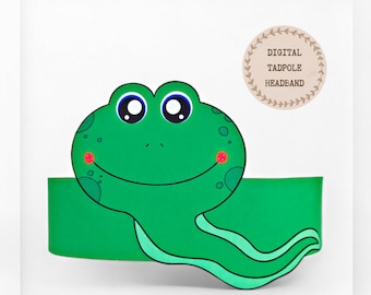 Tadpole paper crown, Animal paper hat for kids, instant download paper crown Animals, Digital party headband, printable party mask, PDF hat