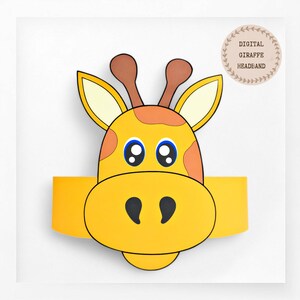 Corona di carta giraffa, cappello di carta animale per bambini, corona di carta download istantaneo Animali, fascia per feste digitale, maschera da festa stampabile, cappello PDF