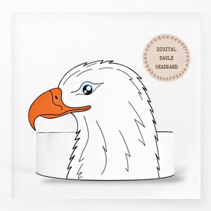 Couronne en papier aigle, chapeau en papier animal pour enfants, couronne en papier à téléchargement immédiat Animaux, bandeau de fête numérique, masque de fête imprimable, chapeau d'oiseau