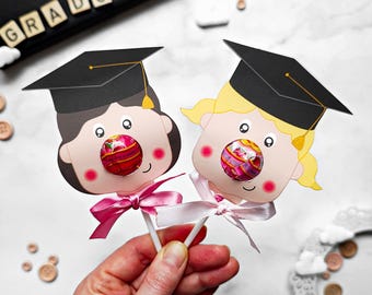 Graduate Girl Lollipop, instant download lollipop holder,PDF file, Digital party sucker holder, printable party lolly, Graduate lollypop