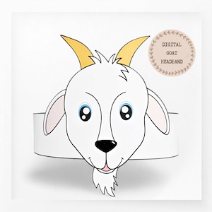 Corona di carta di capra, cappello di carta per animali per bambini, corona di carta per download immediato Animali, fascia per feste digitale, maschera per feste stampabile, cappello PDF