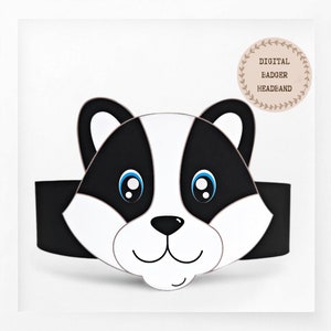 Corona di carta tasso, cappello di carta animale per bambini, corona di carta download istantaneo Animali, fascia per feste digitale, maschera da festa stampabile, cappello PDF