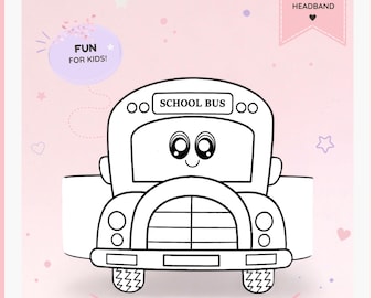 School Bus paper coloring crown,Back to school hat for kids, instant download crown, Digital party headband, printable party mask,PDF hat