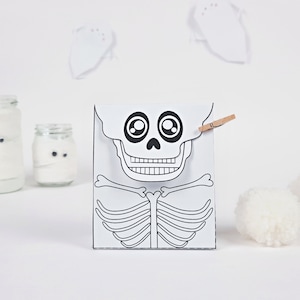 Skeleton gift box printable, Favor box Halloween, template to assemble box, Halloween Treat Bag, PDF Templates, instant download candy box