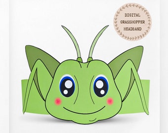 Grasshopper paper crown, Animal paper hat for kids, instant download paper crown Bugs, Digital party headband, printable party mask, PDF hat