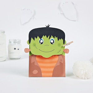 Frankenstein gift box printable, Favor box Halloween, template to assemble box, Halloween Treat Bag,PDF Templates,instant download candy box
